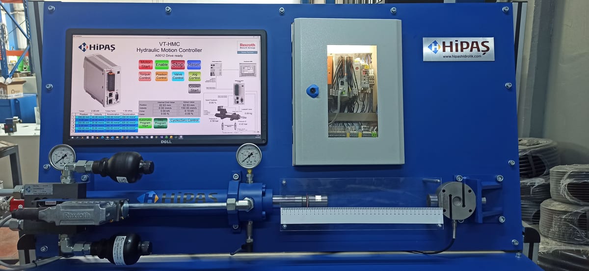 Servo Karakteristikli Oransal Valf ile Hassas Hız, Konum ve Kuvvet Kontrollü Test ve Eğitim Tezgahı